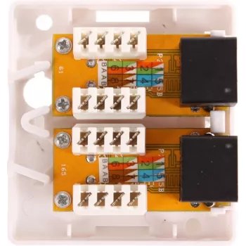 GETFORT GF-2G5EUTP tomada de rede dupla RJ45 Cat.5e UTP para montagem à superfície, branco