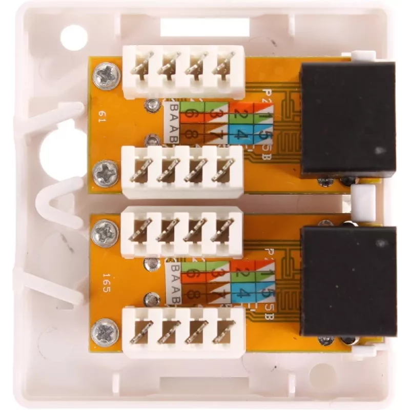 GETFORT GF-2G5EUTP tomada de rede dupla RJ45 Cat.5e UTP para montagem à superfície, branco