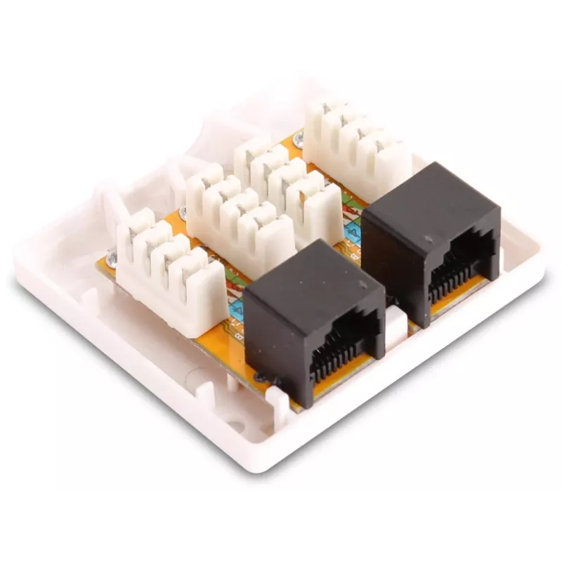 GETFORT GF-2G5EUTP tomada de rede dupla RJ45 Cat.5e UTP para montagem à superfície, branco
