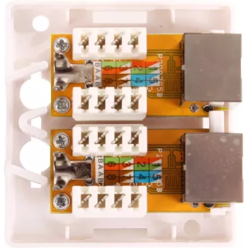 GETFORT GF-2G6FTP Tomada de rede blindada de sobrepor, 2x RJ45, Cat6 FTP, branca