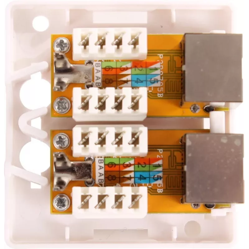 GETFORT GF-2G6FTP Tomada de rede blindada de sobrepor, 2x RJ45, Cat6 FTP, branca