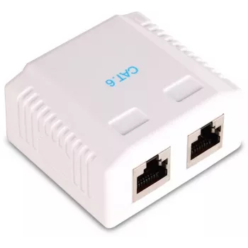 GETFORT GF-2G6FTP Tomada de rede blindada de sobrepor, 2x RJ45, Cat6 FTP, branca