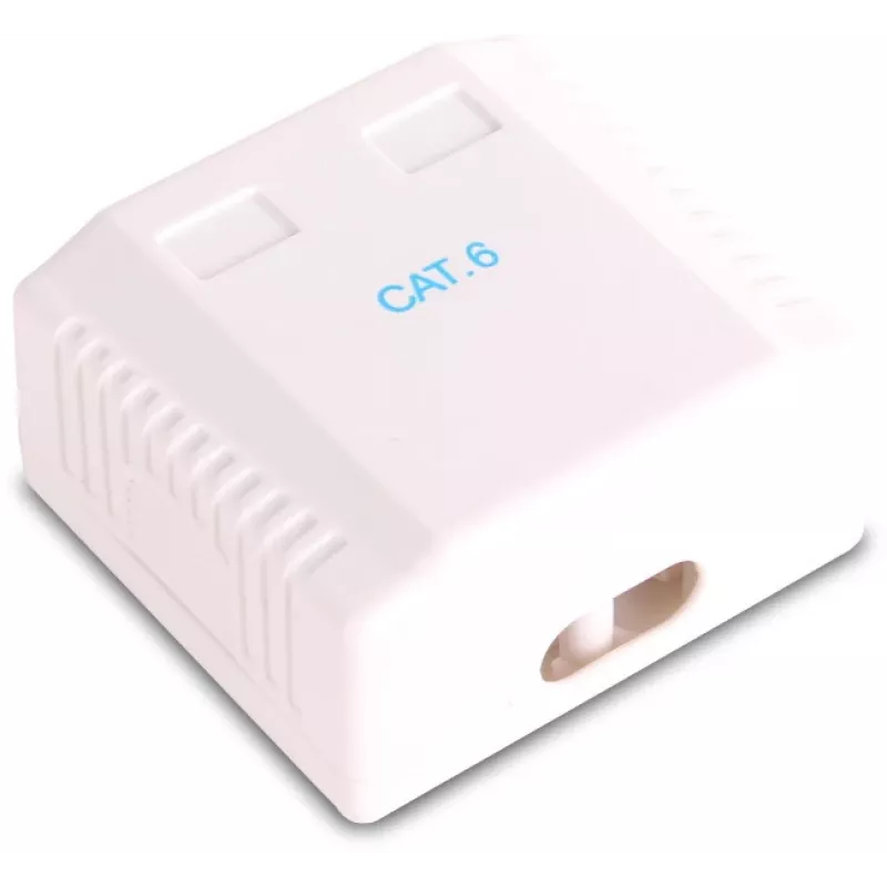 GETFORT GF-2G6UTP Tomada de rede RJ45 Cat.6 UTP de 2 portas de superfície, Branco