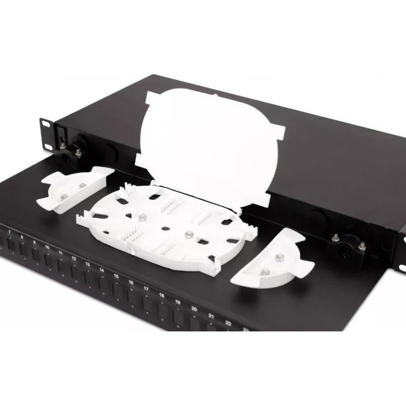 Painel de patch de fibra ótica fixo GETFORT GF-FO04-SX 1U 19 polegadas 24xSC simplex