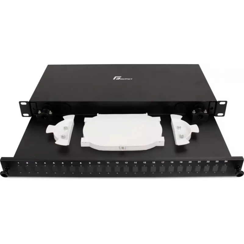 Painel de patch de fibra ótica fixo GETFORT GF-FO04-SX 1U 19 polegadas 24xSC simplex