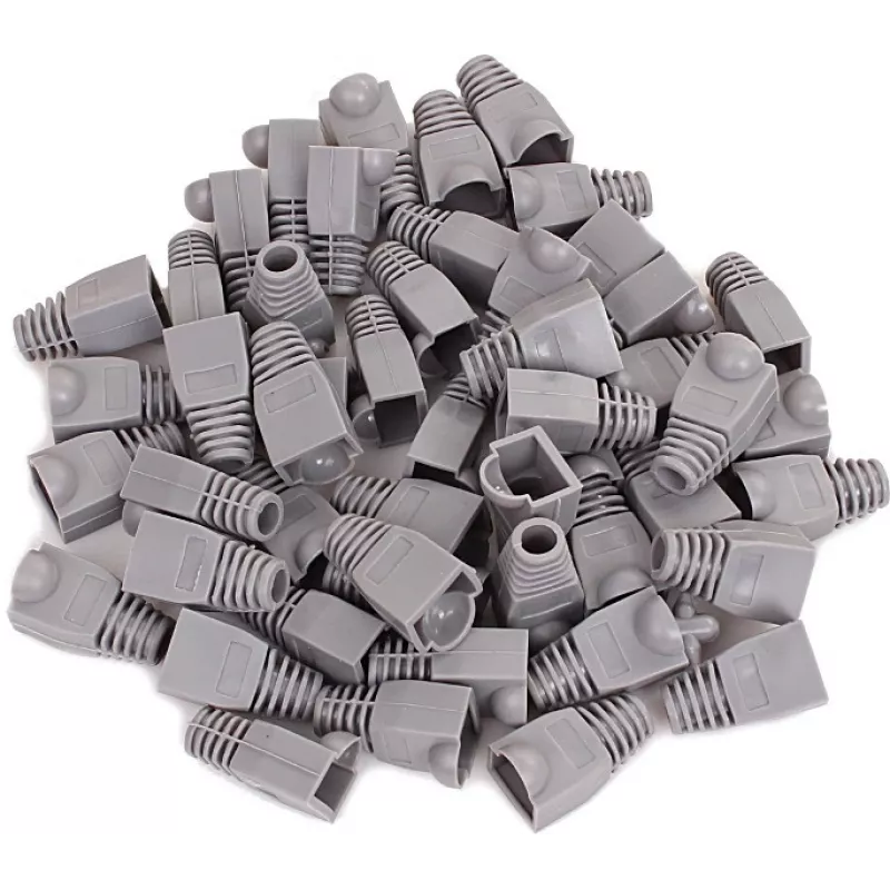 GETFORT GF-OS-RJ45-50 Capas de proteção para fichas RJ45 cinzentas, pack de 50, alívio de tensão para cabos Ethernet