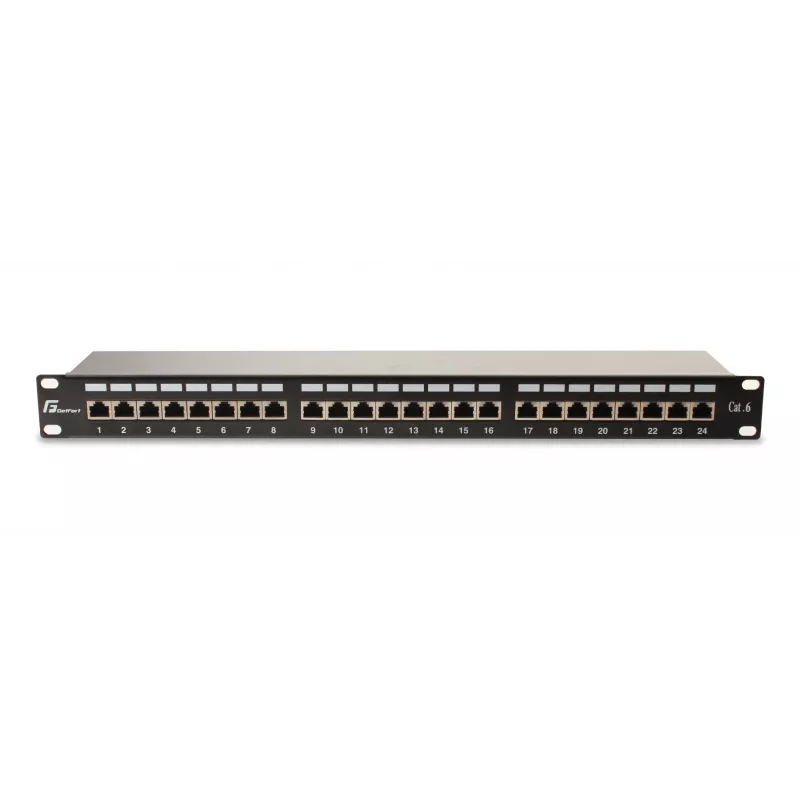 GETFORT PGF-6FTP24-B6 patch panel FTP Cat.6 24 portas 19 polegadas 1U preto