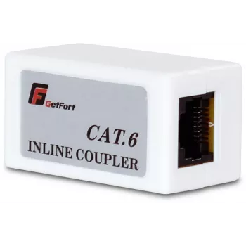 Acoplador em linha RJ45 Cat.6 UTP GETFORT fêmea-fêmea preto