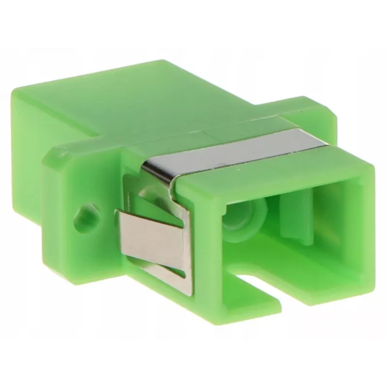 GETFORT SC/APC Adaptador de fibra ótica simplex, monomodo, verde, montagem por flange