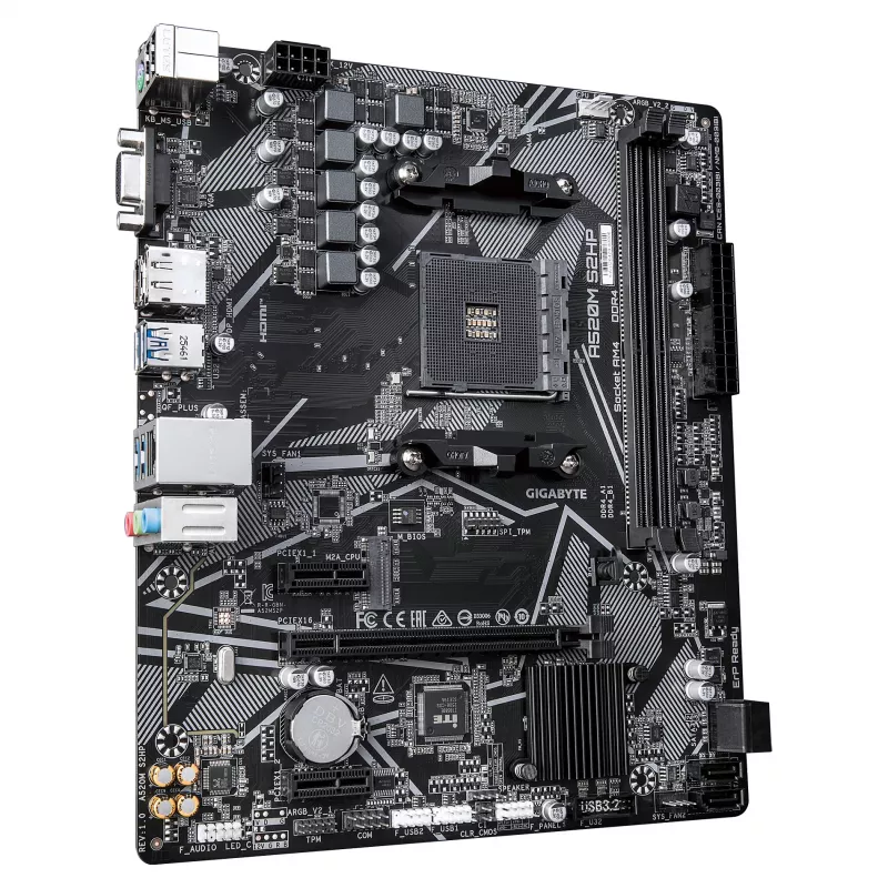 Placa-mãe GIGABYTE A520M S2HP AM4 Micro-ATX, DDR4, HDMI, D-Sub, DisplayPort, M.2, LAN Gigabit