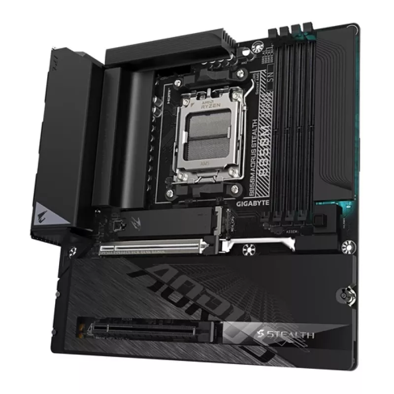 GIGABYTE B850M AORUS STEALTH AM5 placa-mãe Micro-ATX, DDR5, 2.5GbE, Wi-Fi 6E, 3x M.2
