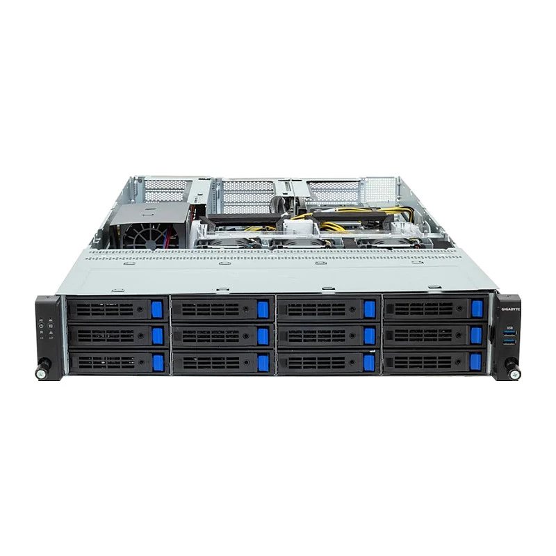 Gigabyte R243-EG0-AAL1 Barebone de servidor rack 2U, Single SP6, AMD EPYC 8004, 12x DDR5, 12x 3,5 polegadas Hot-Swap, 2x 10GbE, 850W redundante