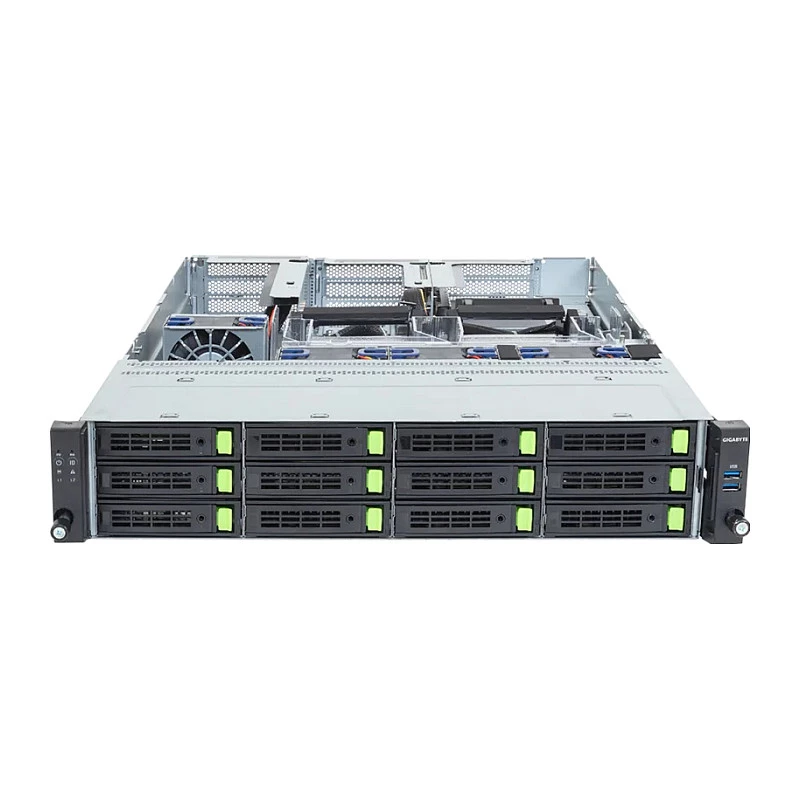 Gigabyte R263-ZG0-AAL2 (Rev. 3.x) servidor rack 2U barebone, single AMD SP5, 12x baías 3.5/2.5 inch, 2x fonte de alimentação 1200W