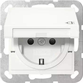 Gira 441427 tomada SCHUKO com tampa basculante, System 55, branco puro