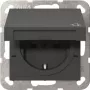 Tomada SCHUKO Gira 441428 com tampa basculante e Safety Plus, System 55, antracite