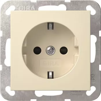 Tomada SCHUKO GIRA 445301 com obturador, System 55, creme