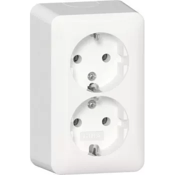 GIRA 478013 tomada SCHUKO 2 tomadas com placa de montagem, saliente, branco puro