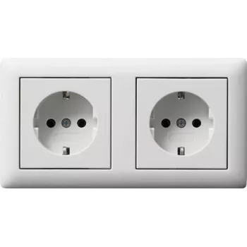 Tomada SCHUKO GIRA 479304 2 tomadas pré-cabladas com moldura, branco puro