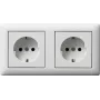 Tomada SCHUKO GIRA 479304 2 tomadas pré-cabladas com moldura, branco puro
