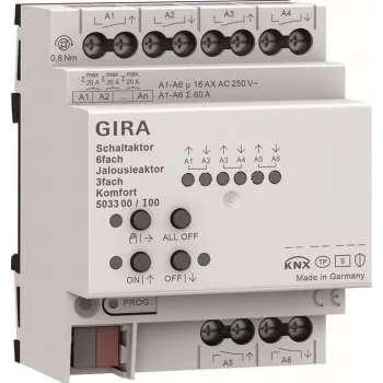 Gira KNX atuador de comutação e estores 6f/3f 16 A 503300