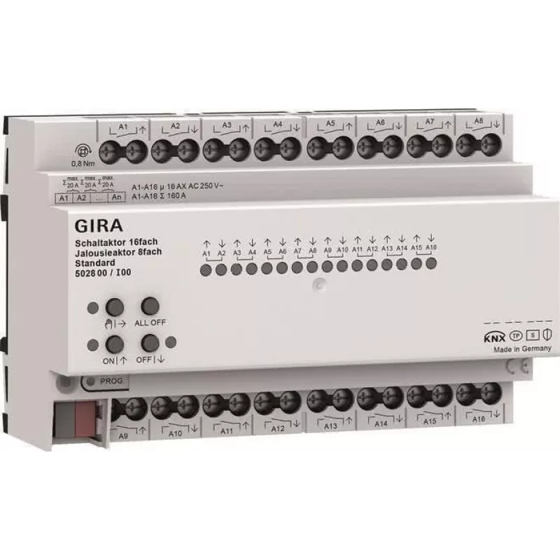Gira KNX atuador de comutação e estores/persianas 16/8 vias 16 A REG Plus com KNX Secure 502800