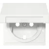 Gira 492227 Tampa com tampa basculante para tomada SCHUKO, branco puro mate