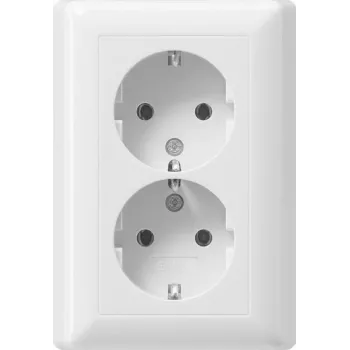 Tomada dupla SCHUKO Gira Standard 55, branco puro, terminais push-in, sem garras 078803