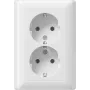Tomada dupla SCHUKO Gira Standard 55, branco puro, terminais push-in, sem garras 078803