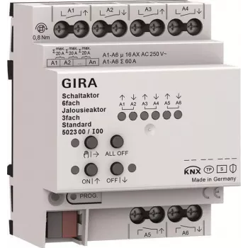 Atuador de comutação e estore Gira 6f/3f 16 A 502300