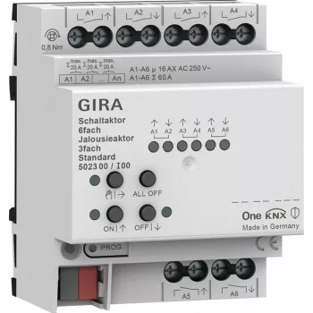 Atuador de comutação e estore Gira 6f/3f 16 A 502300