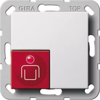 Gira System 55 Tampa de botão de chamada, branco puro, símbolo de campainha, 290003