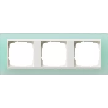 Gira 0213395 Event Opak Moldura de cobertura, 3 módulos, menta com moldura intermédia branco puro brilhante
