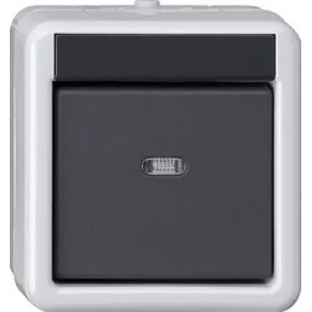 Gira System 55 Tampa de interruptor de balancim, antracite mate, símbolo luz/desligado, encaixável, termoplástico, isento de halogéneos, resistente aos UV 515230