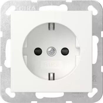 Gira System 55 Tomada SCHUKO, encastrar, branco puro mate, 16 A, 250 V, com proteção reforçada contra contacto 475527