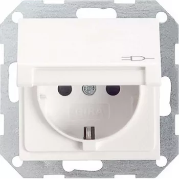 Gira System 55 tomada Schuko, branco puro brilhante, 16 A, 250 V, terminais de parafuso, montagem encastrada 045403