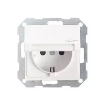 Tomada Schuko Gira System 55 com tampa basculante, branco puro acetinado 045427