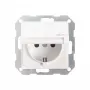 Tomada Schuko Gira System 55 com tampa basculante, branco puro acetinado 045427