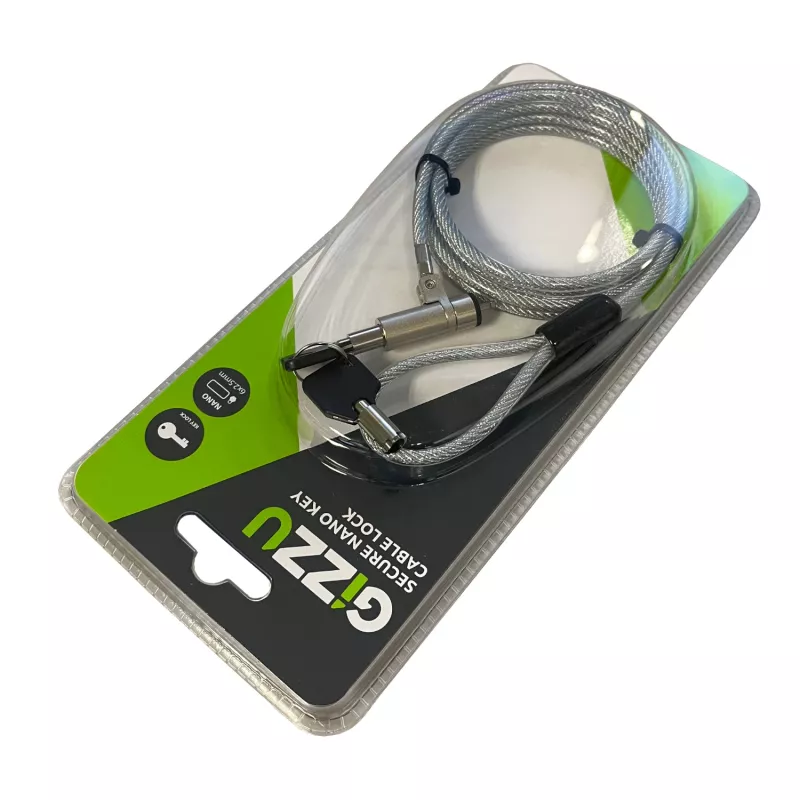 GIZZU Cabo de segurança Nano Key Lock 1,8 m com chave - Preto
