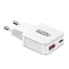 Gizzu Carregador de parede GaN 2 portas 20W USB-C PD 3.0 + USB-A QC 3.0 carregamento rápido - branco