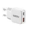 Carregador de parede Gizzu 2 portas 30W GaN USB-C PD + USB-A QC branco