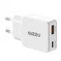 Gizzu Carregador de parede GaN de 2 portas 45W USB-C PD e USB-A QC branco