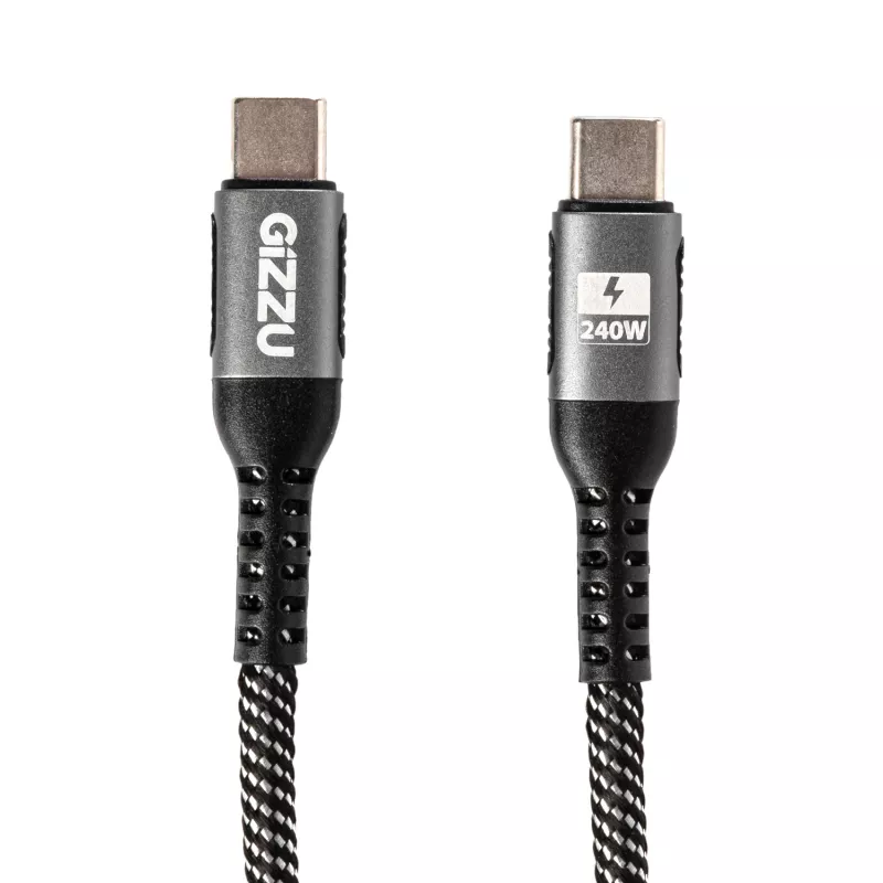 Cabo USB-C para USB-C trançado GIZZU 240W 480Mbps 1m preto