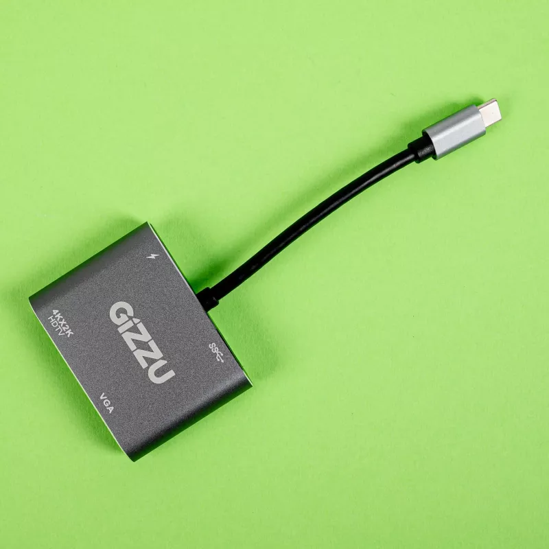 Hub Gizzu 4-em-1 Type-C para HDMI/VGA/USB3.0