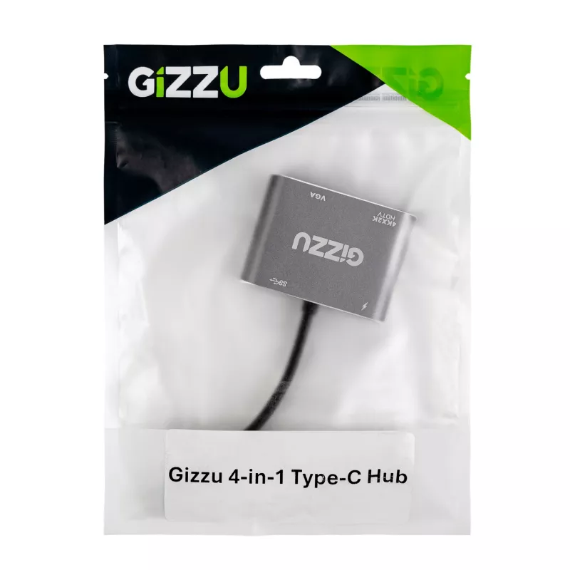 Hub Gizzu 4-em-1 Type-C para HDMI/VGA/USB3.0