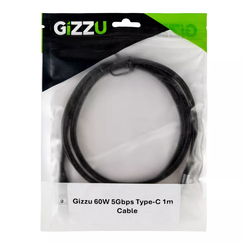 GIZZU Cabo USB-C para USB-C 60W 5Gbps 2m preto