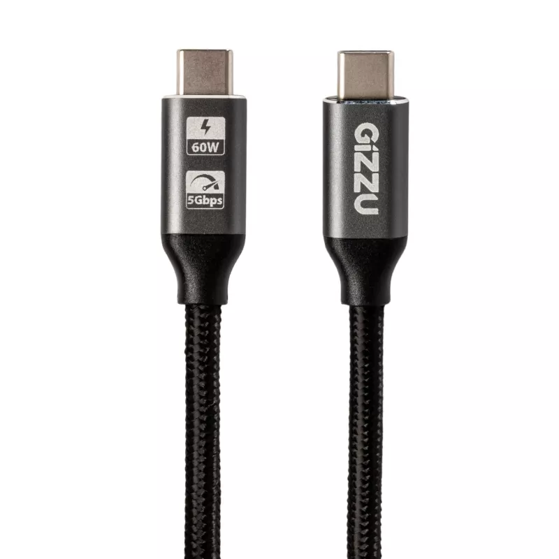 GIZZU Cabo USB-C para USB-C 60W 5Gbps 2m preto