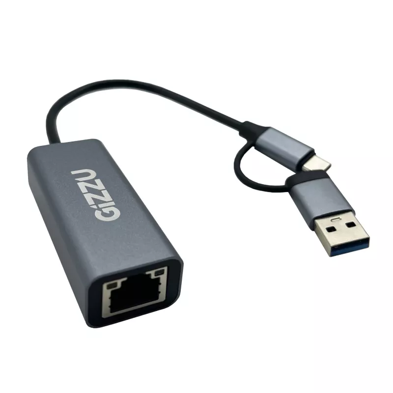 Gizzu Adaptador Type-C/A para Gigabit de alta velocidade Poly