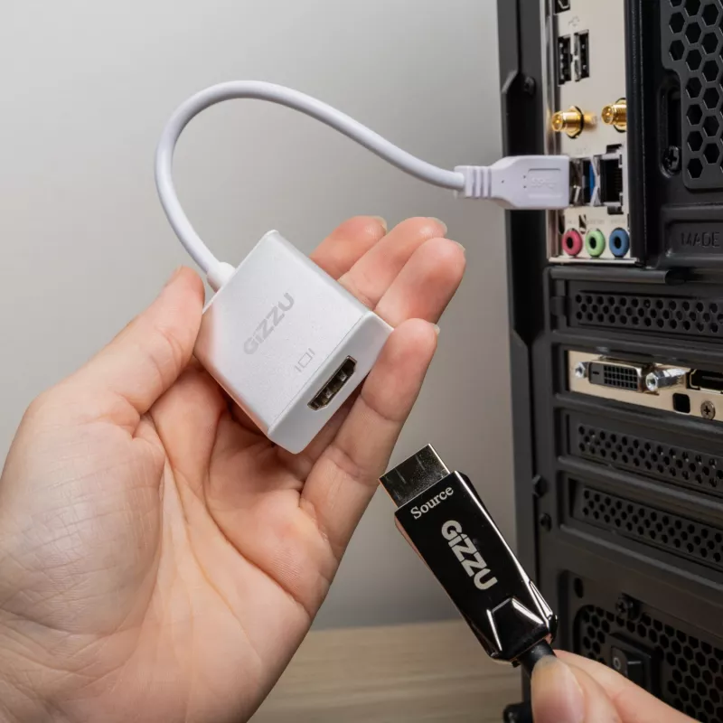 Gizzu Adaptador USB 3.0 para HDMI - saída de vídeo Full HD 1080p, preto
