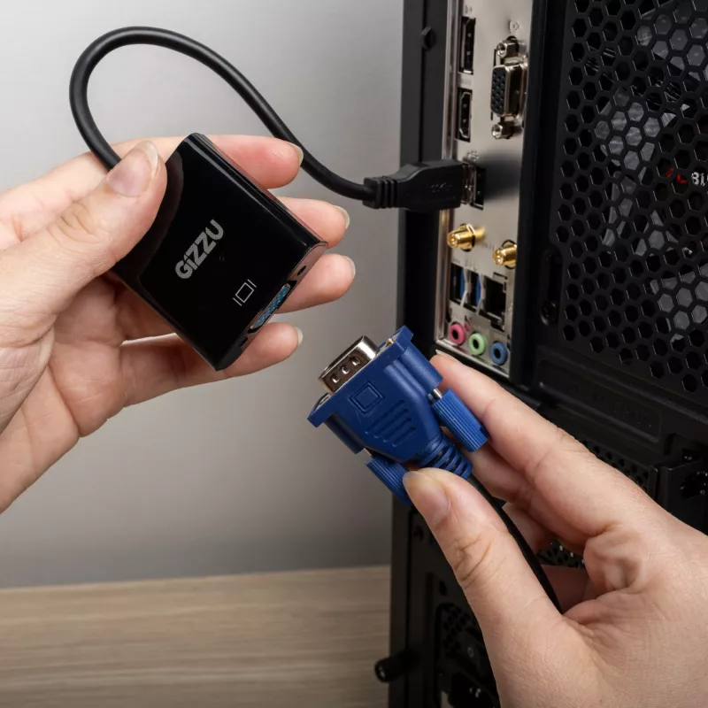 Adaptador UGREEN USB 3.0 para VGA – Conversor de Vídeo Externo Full HD 1080p, Ficha USB-A para Conector Fêmea VGA, Alimentado pelo Barramento, Preto