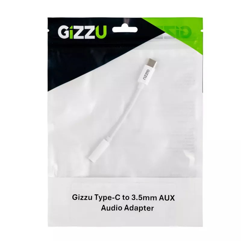 Adaptador de áudio Gizzu USB Type-C para 3,5 mm AUX - branco